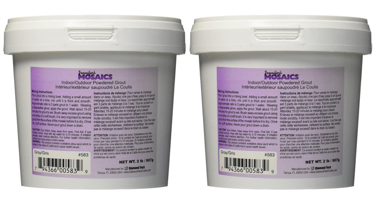 2Pack Jennifer's Silver/Gray Mosaic Tile Grout 2lbs.Each=4lbs.